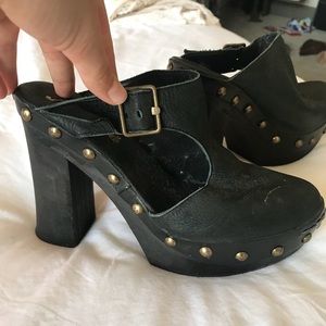 Free People Black Clogs with Studs